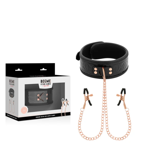 Begme Black Edition Halsband met tepelklemmen van neopreen Begme Black Edition Halsband met tepelklemmen van neopreen