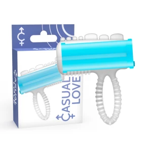 Casual Love Ringzunge Vibrator met vingeropzetstuk, blauw