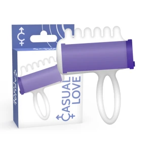 Casual Love Finger Vibrator Lilac met TPR en bellenstructuur