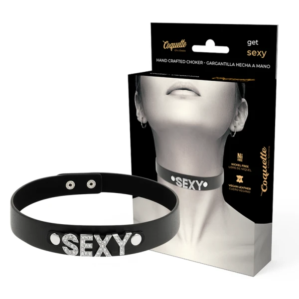 Coquette Accessories vegan leren halsband Desire zwart
