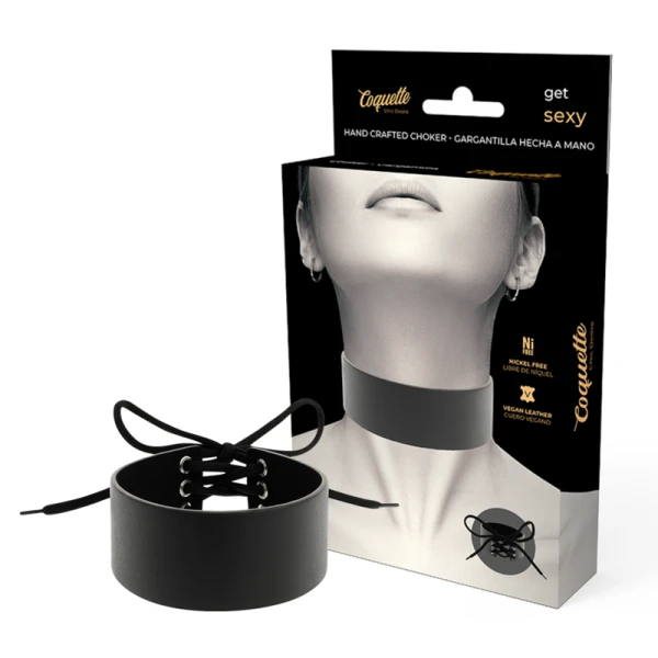 Coquette Accessories vegan leren halsband Desire Shoker zwart