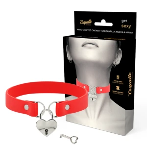 Coquette Accessories Fetish Collar in Vegan Leather with Heart Pendant