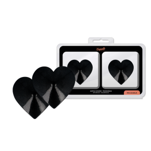 Coquette Accessories Nippelabdeckungen met zwarte hartjes, herbruikbaar Coquette Accessories Nippelabdeckungen met zwarte hartjes, herbruikbaar - Afbeelding 1
