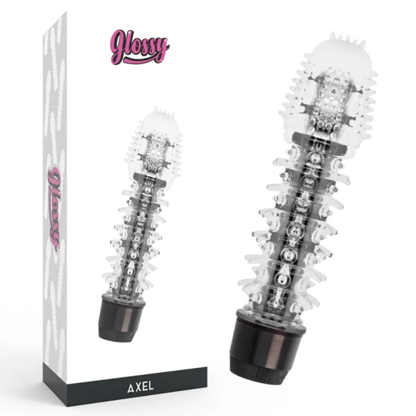 Glossy Axel Black Vibrator met Jelly-oppervlak, 14 cm