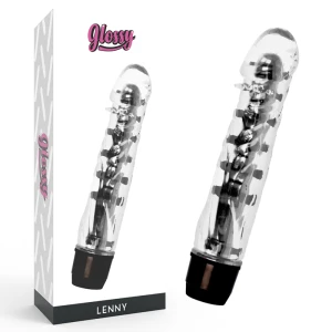 Glossy Lenny Vibrator Schwarz, ergonomisch, 14 cm