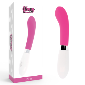 Glossy John Vibrator met gebogen punt, Roze, 12 cm Glossy John Vibrator met gebogen punt, Roze, 12 cm - Afbeelding 1