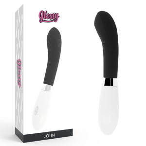 Glossy John Vibrator met gebogen punt, siliconen, 12 cm, zwart Glossy John Vibrator met gebogen punt, siliconen, 12 cm, zwart - Afbeelding 1