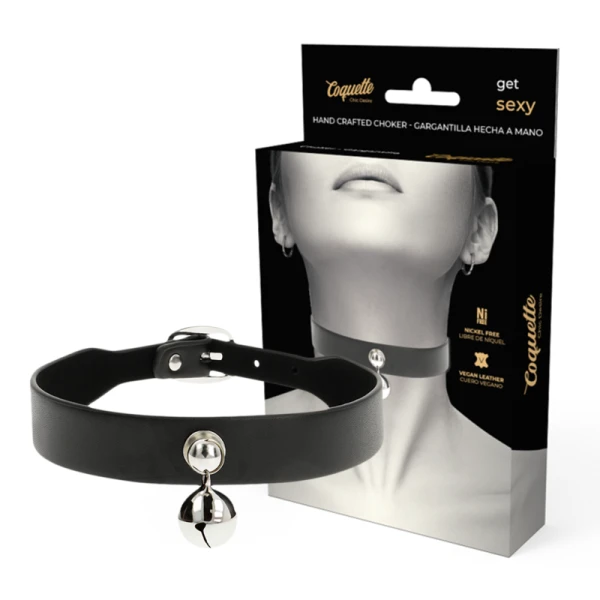Coquette Accessories Fetish-halsband van veganistisch leer, verstelbaar 43 cm