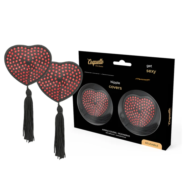 Coquette Accessories zelfklevende tepelbedekkingen rood/zwart