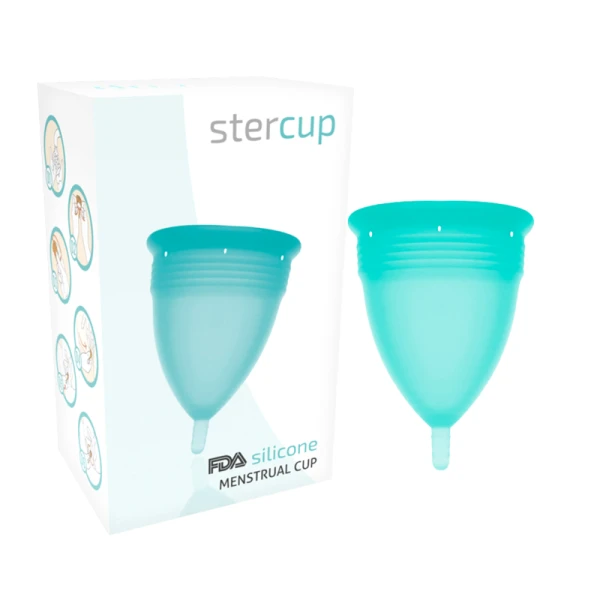 Stercup Menstruatiecup van FDA-siliconen maat S aquamarijn