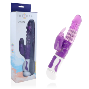 Intense High Tech Guppy Vibrator met clitorisstimulator en rotator paars Intense High Tech Guppy Vibrator met clitorisstimulator en rotator paars - Afbeelding 1