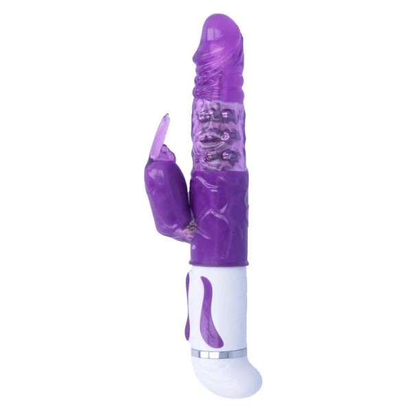 Intense High Tech Guppy Vibrator met clitorisstimulator en rotator paars