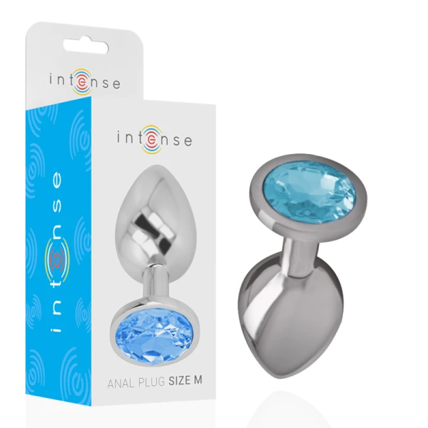 Intense Anal Toys Anaalplug met blauw glazen juweel, maat M