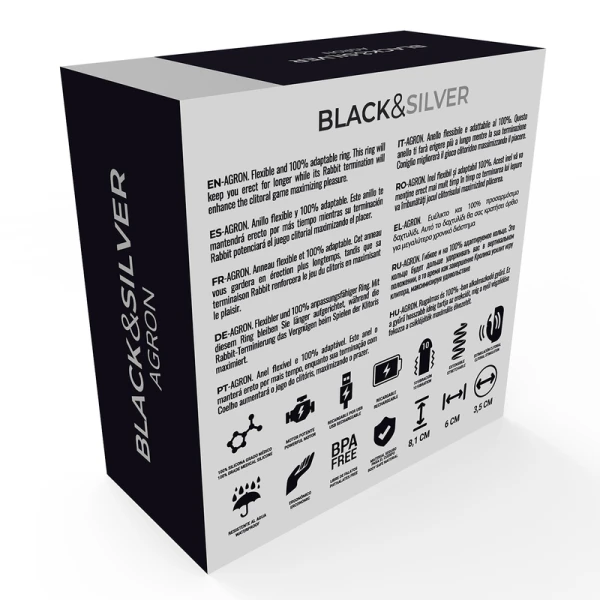 Black&silver Agron Ring 2.0 Vibrations-Penisring, Silikon
