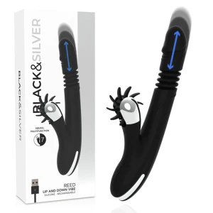 Black&silver Bunny Reed UP & Down Vibe Parelvibrator, 24 cm