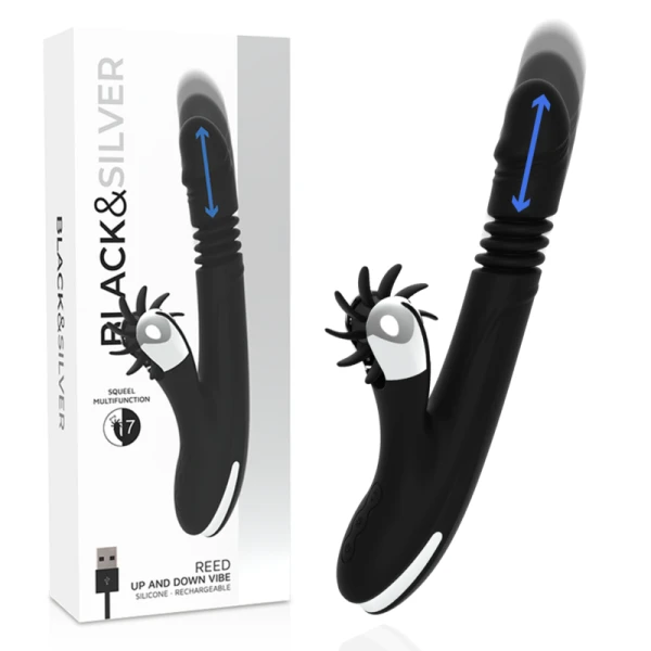 Black&silver Bunny Reed UP & Down Vibe Perlenvibrator, 24 cm