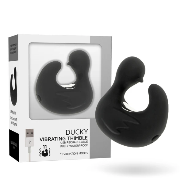 Black&silver Duckymania Finger-Vibrator aus Silikon, wiederaufladbar