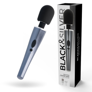Black&silver Dexter Massagestab van siliconen, oplaadbaar Black&silver Dexter Massagestab van siliconen, oplaadbaar - Afbeelding 1