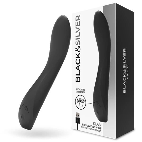 Black&silver Kean Vibrator met Touch-bediening, 204 x 38 mm