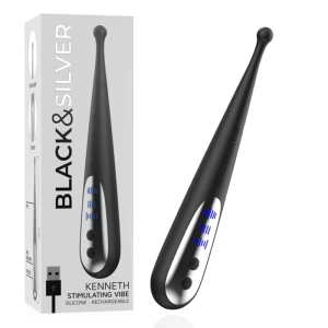 Black&silver Kenneth opgelegde vibrator met stimulatiepunt, 19 cm