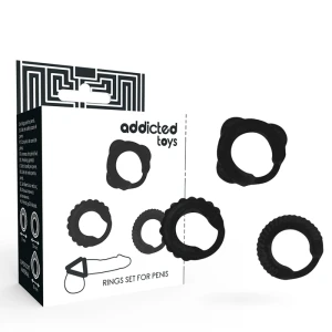 Addicted Toys Penisring-Set aus 3 Ringen in Schwarz