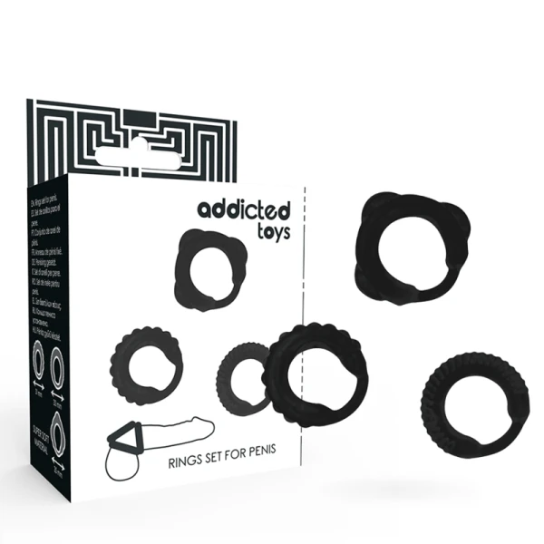 Addicted Toys Penisring-Set aus 3 Ringen in Schwarz