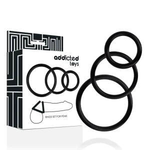 Addicted Toys Penisring-Set met drie maten zwart