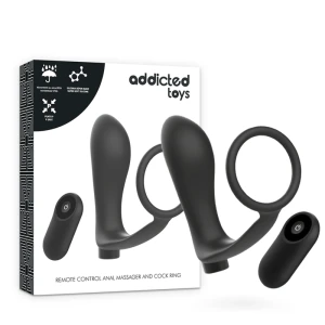 Addicted Toys Anaalplug met Penisring en Afstandsbediening, zwart