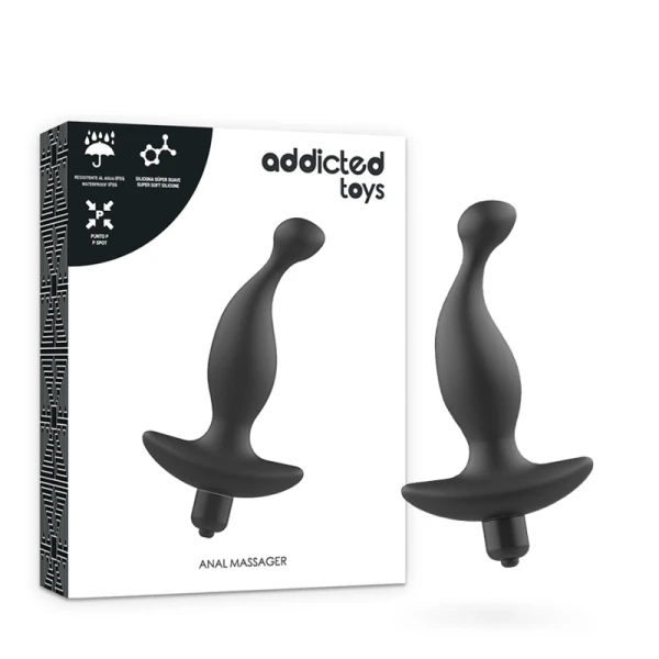 Addicted Toys Anale vibrator met zwarte trilling en parel voor prostaatmassage