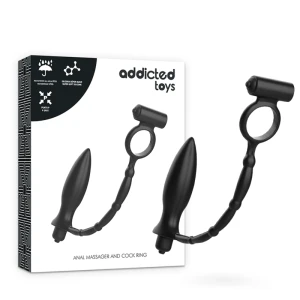 Addicted Toys Anaalplug met vibratiering van siliconen voor beginners