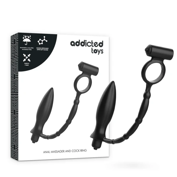 Addicted Toys Anaalplug met vibratiering van siliconen voor beginners