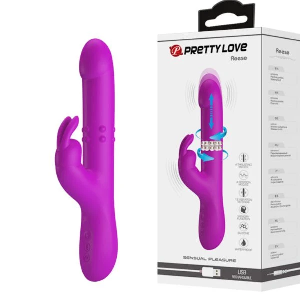 High Tech Pretty Love Reese Vibrator met rotatie- en stootfunctie, paars