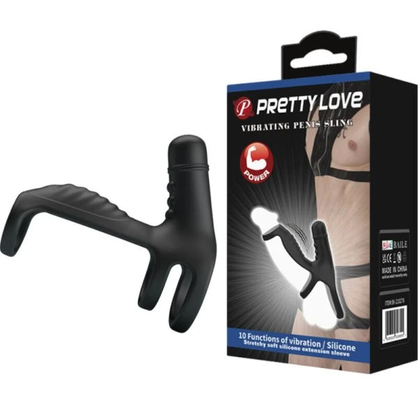 FOR HIM Pretty Love elastische penisverlengende hoes met vibratie, zwart