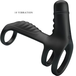 FOR HIM Pretty Love elastische penisverlengende hoes met vibratie, zwart FOR HIM Pretty Love elastische penisverlengende hoes met vibratie, zwart - Afbeelding 4