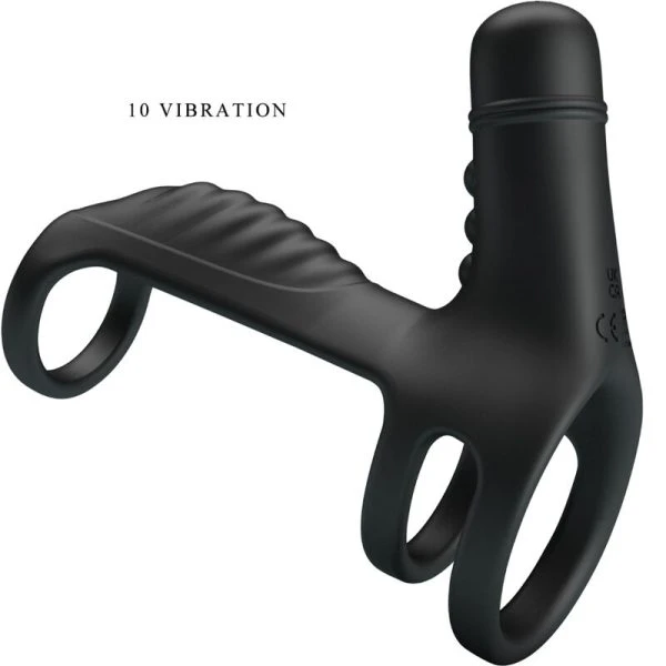 FOR HIM Pretty Love elastische penisverlengende hoes met vibratie, zwart