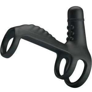 FOR HIM Pretty Love elastische Penisverlängerungshülle mit Vibration, schwarz