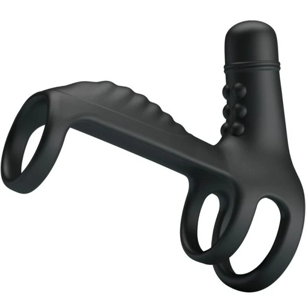 FOR HIM Pretty Love elastische penisverlengende hoes met vibratie, zwart