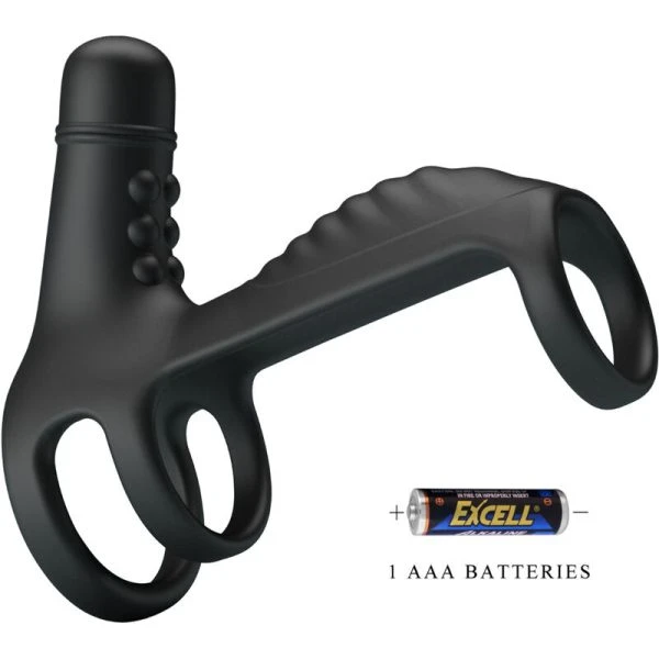 FOR HIM Pretty Love elastische penisverlengende hoes met vibratie, zwart