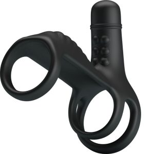 FOR HIM Pretty Love elastische penisverlengende hoes met vibratie, zwart FOR HIM Pretty Love elastische penisverlengende hoes met vibratie, zwart - Afbeelding 3