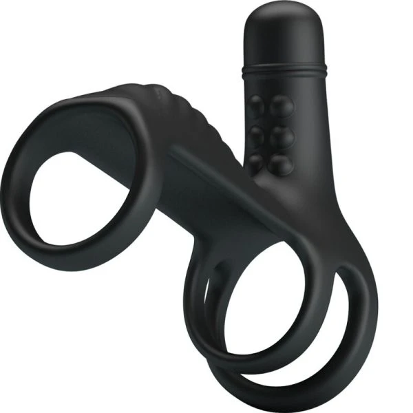 FOR HIM Pretty Love elastische penisverlengende hoes met vibratie, zwart