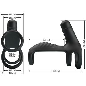 FOR HIM Pretty Love elastische penisverlengende hoes met vibratie, zwart FOR HIM Pretty Love elastische penisverlengende hoes met vibratie, zwart - Afbeelding 6