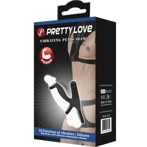 FOR HIM Pretty Love elastische penisverlengende hoes met vibratie, zwart