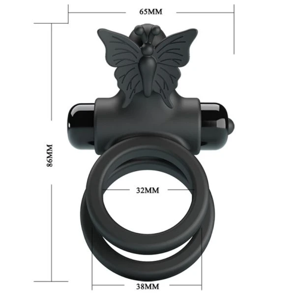 FOR HIM Pretty Love Dubbele Vibratorring met Stimulator, Siliconen