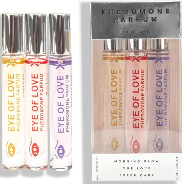 Eye of Love Pheromon-Parfumset met drie geuren Morning Glow, ONE Love en After Dark