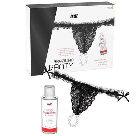 Intt Releases Braziliaans slipje met parels en glijmiddel 50 ml Intt Releases Braziliaans slipje met parels en glijmiddel 50 ml
