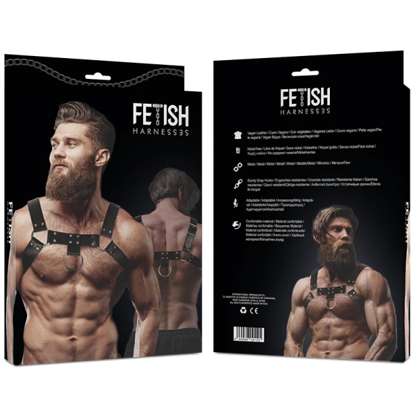 Fetish Submissive Brustharness aus Ökoleder für Herren, verstellbar