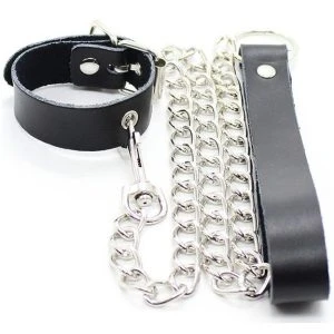 Ohmama Penis-halsketting en leren armband met metalen ketting