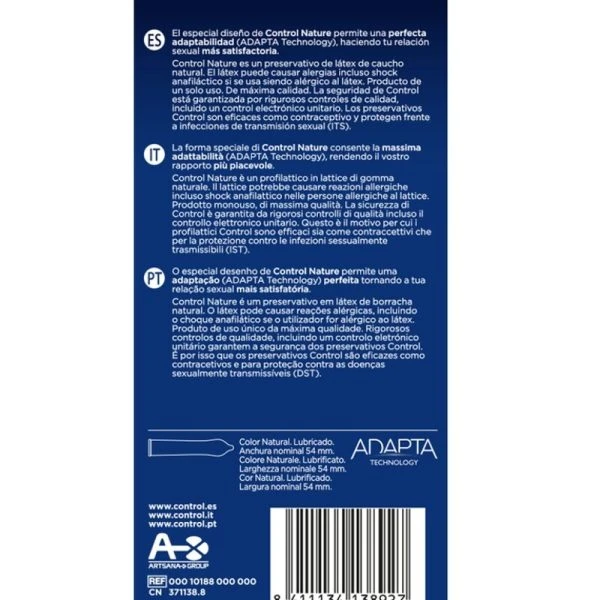 Control Condoms Adapta Nature Kondome, 6 Stück, transparent
