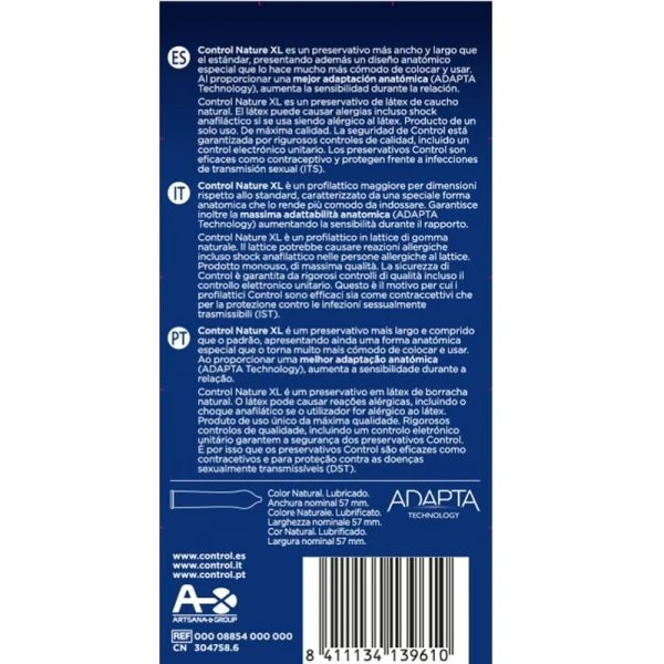 Control Adapta Nature XL Condooms 12 stuks, nominale breedte 57 mm