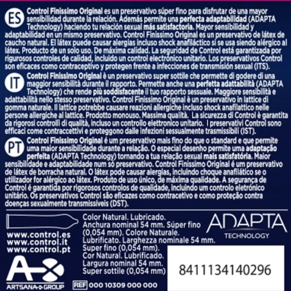 Control Condoms Finissimo Condooms, superdun, nominale breedte 54 mm, 3 stuks